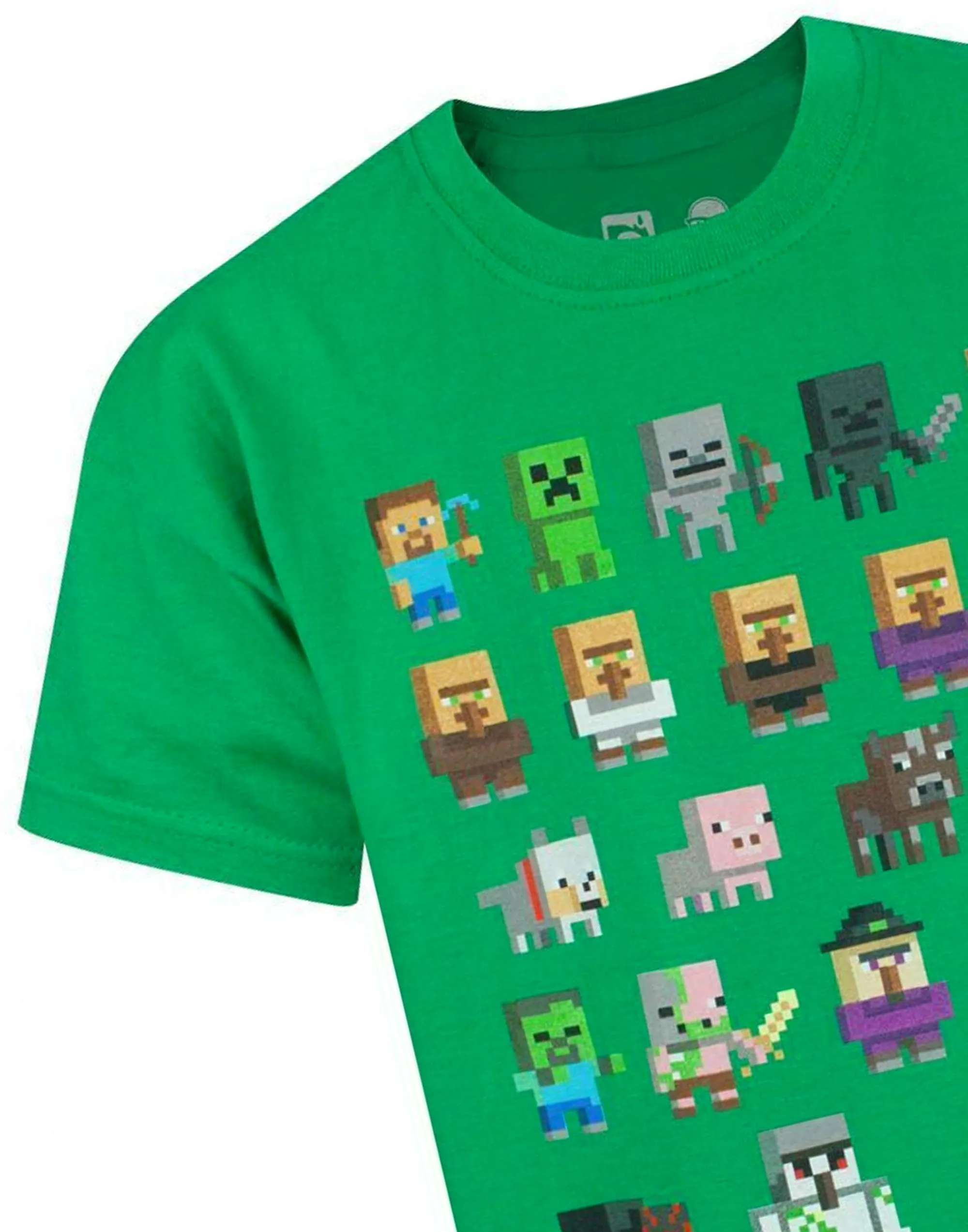 Minecraft Sprites Boys Green Short Sleeved T-Shirt