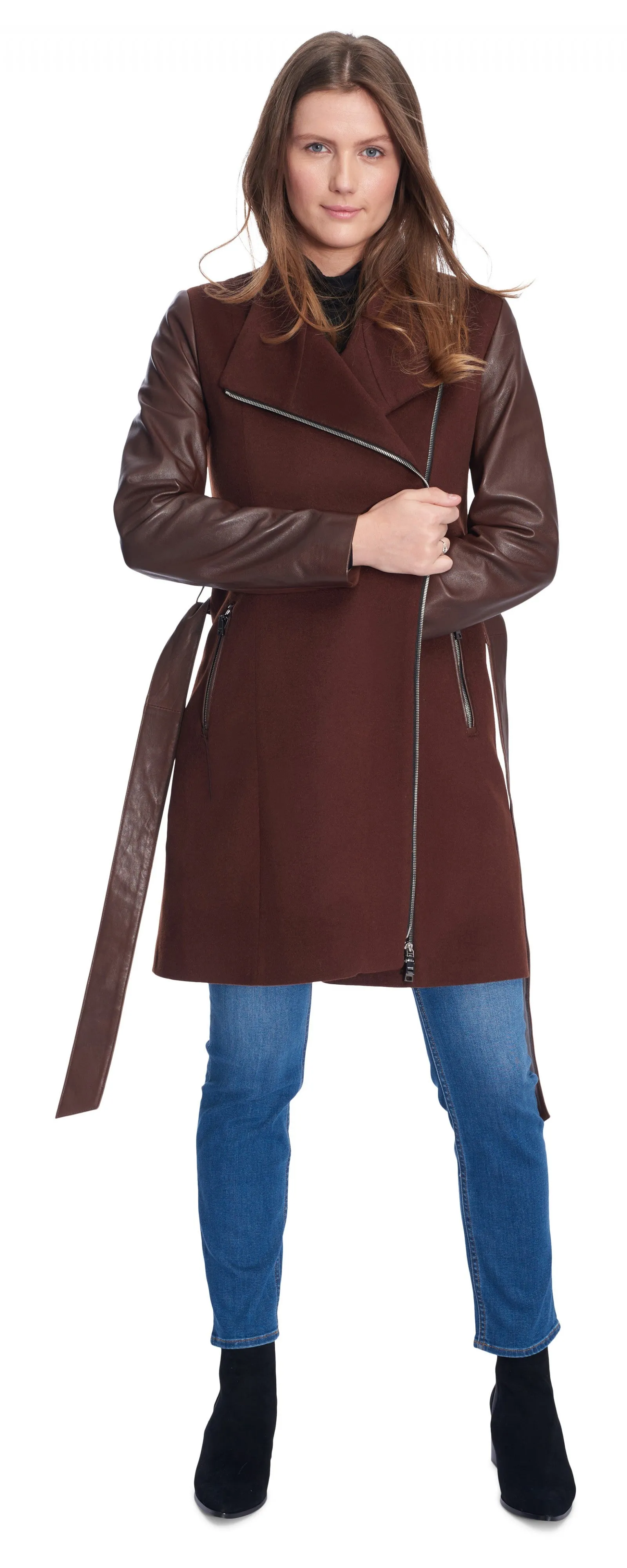 Miranda Nutmeg Wool/Leather Coat