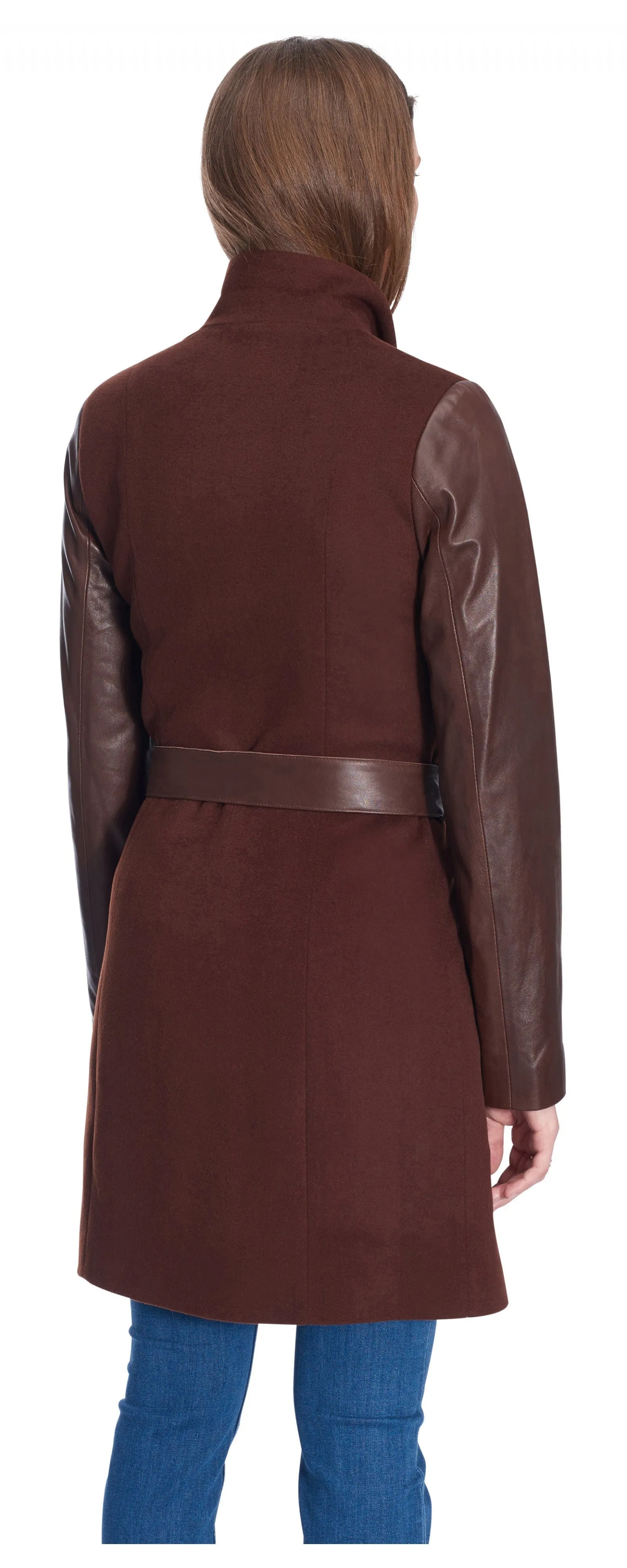 Miranda Nutmeg Wool/Leather Coat