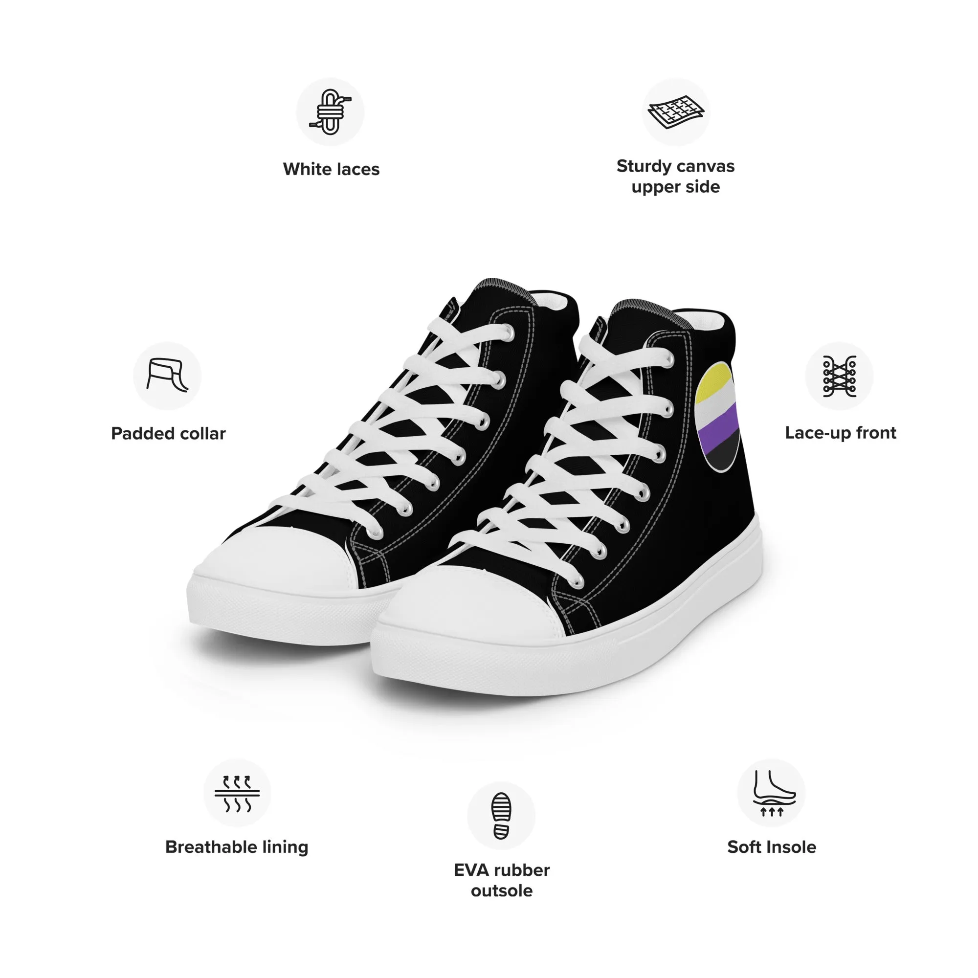 Nonbinary Enby Women’s High Top Canvas Athletic Shoes