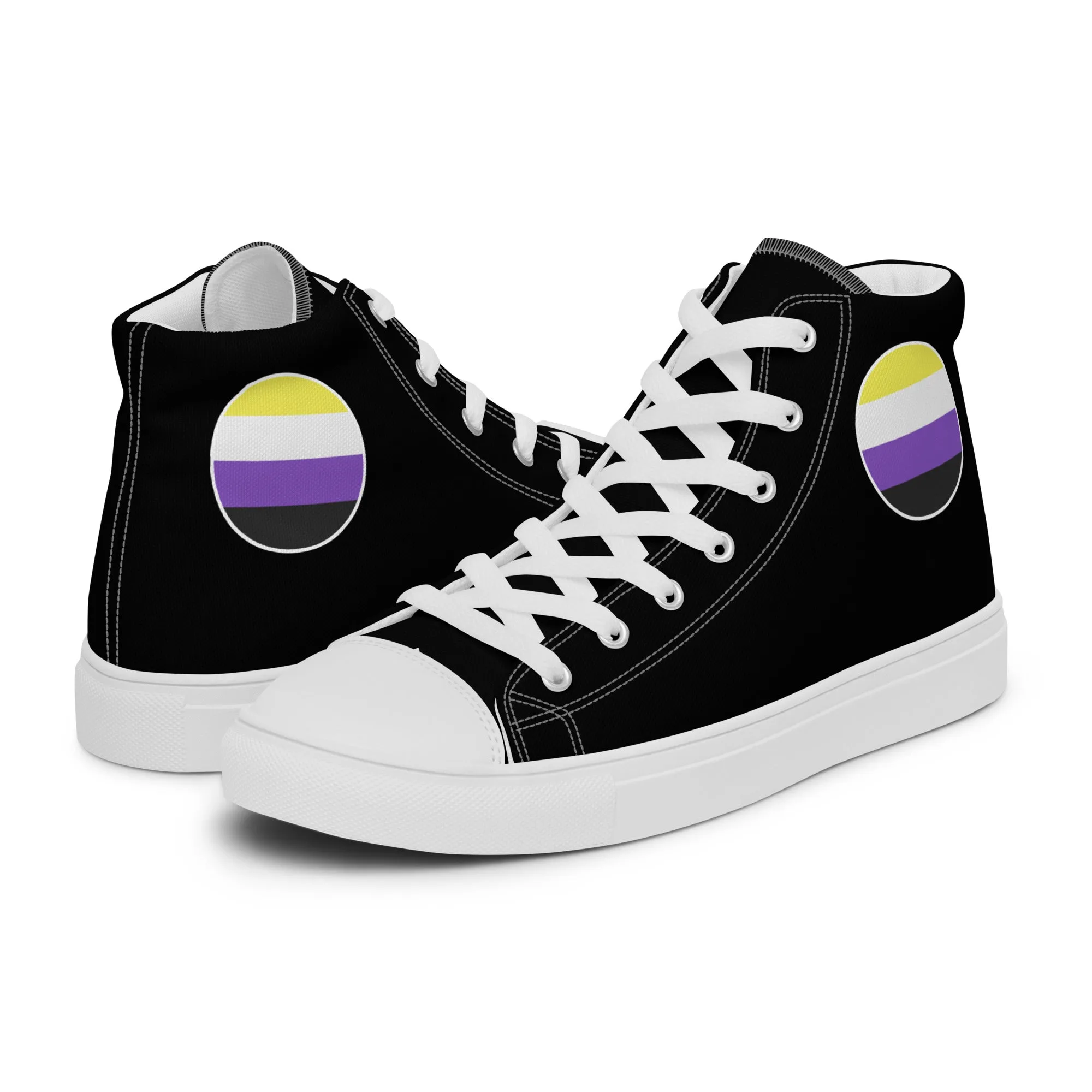 Nonbinary Enby Women’s High Top Canvas Athletic Shoes