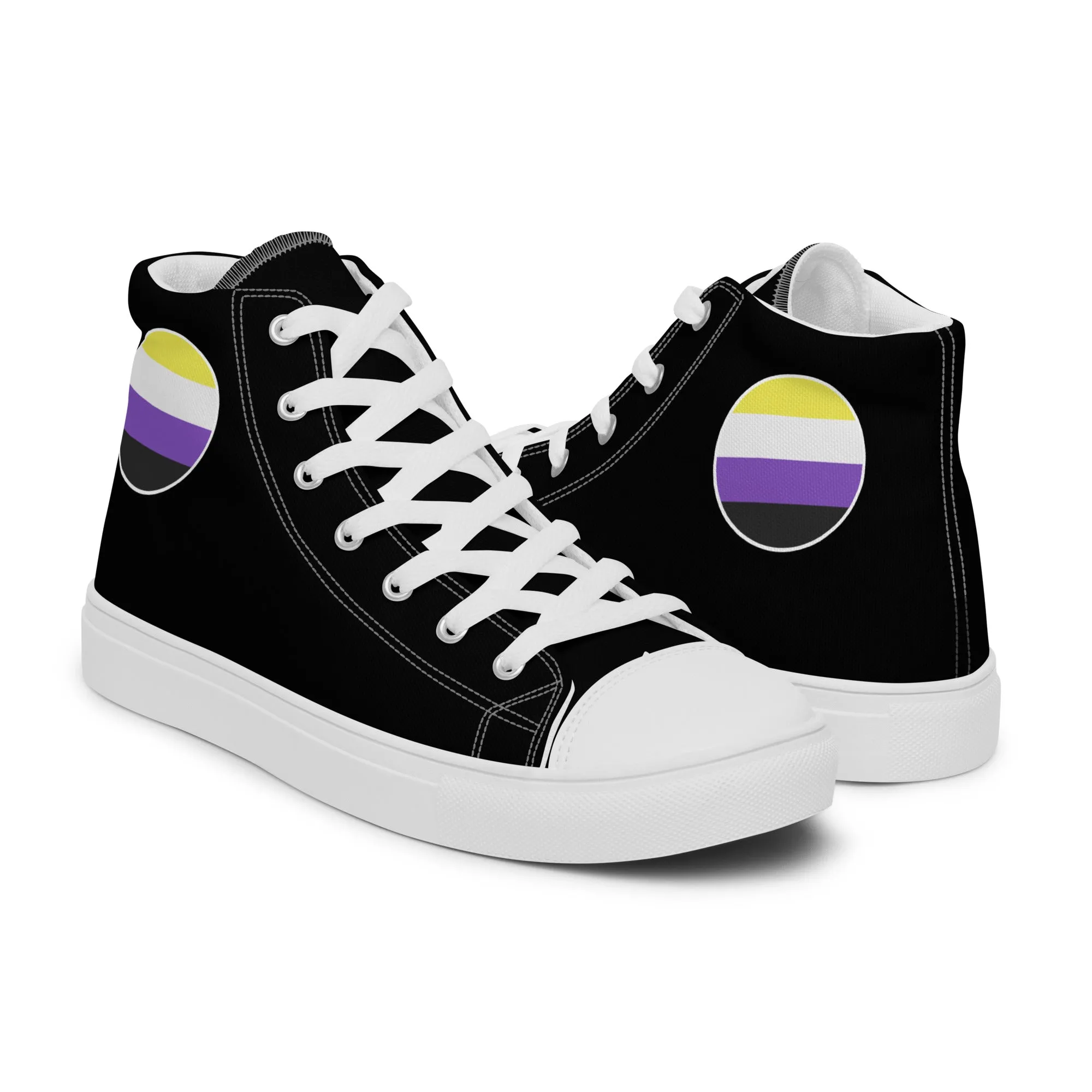 Nonbinary Enby Women’s High Top Canvas Athletic Shoes