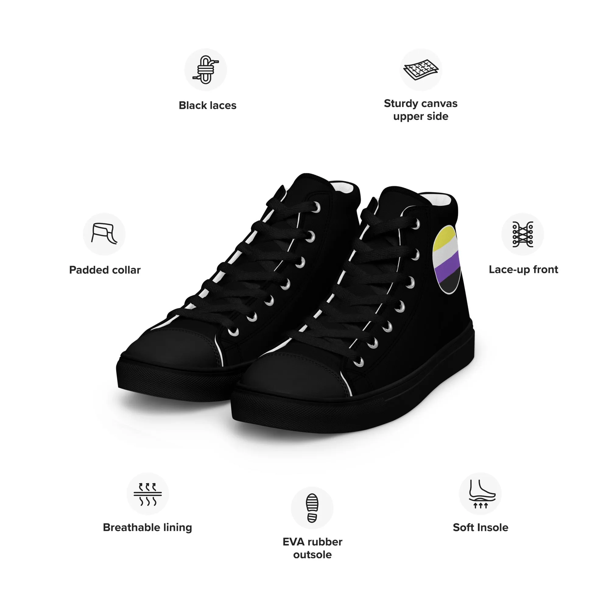 Nonbinary Enby Women’s High Top Canvas Athletic Shoes