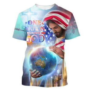 One Nation Under God Jesus American 3d All Over Print Shirt - Christian 3d Shirts For Men Women