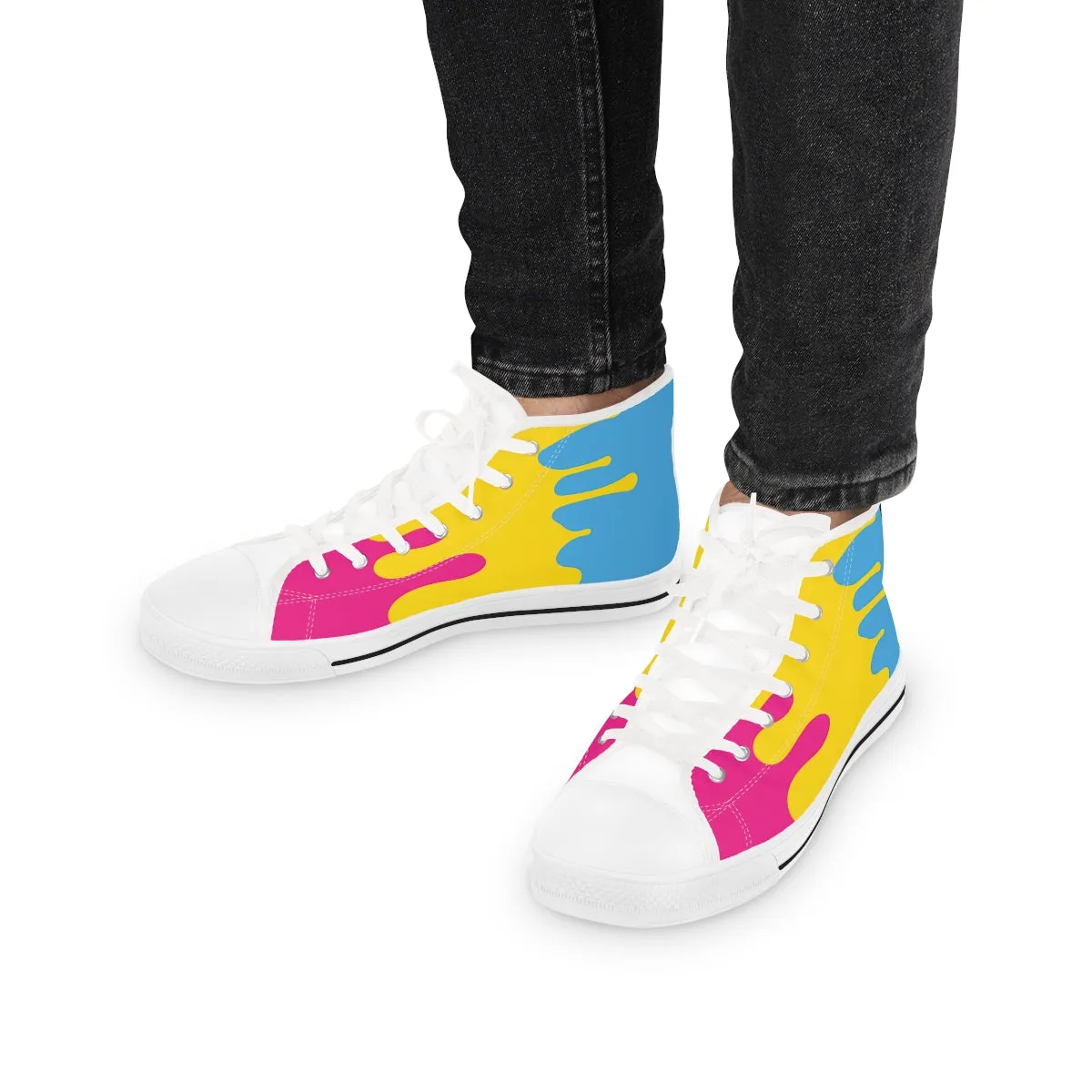 Pansexual Drip Rainbow Flag LGBTQ High Top Sneakers Unisex Size