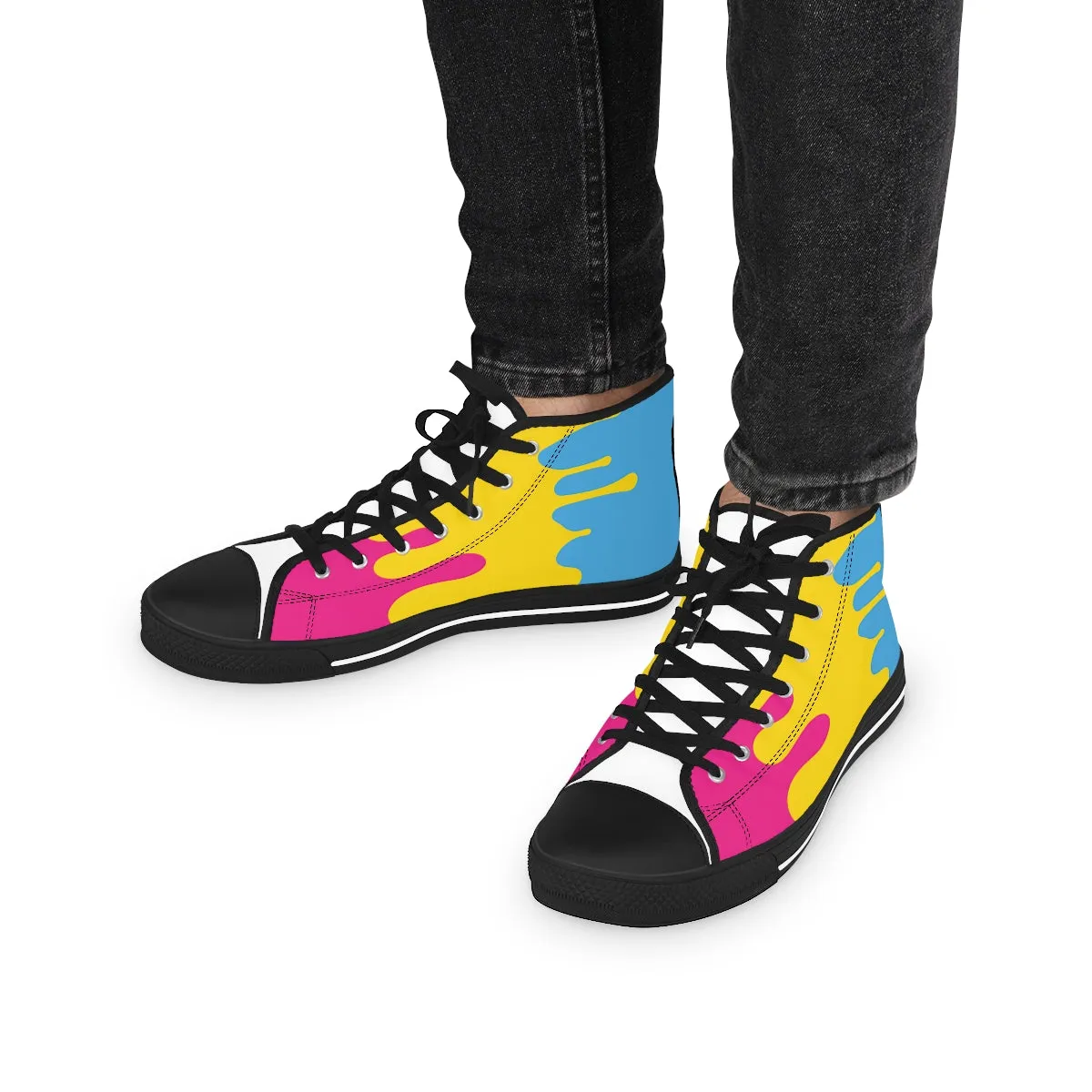 Pansexual Drip Rainbow Flag LGBTQ High Top Sneakers Unisex Size