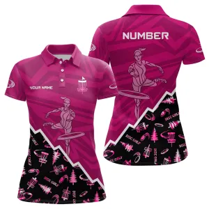 Pattern Color Womens Disc Golf Polo Shirt Custom Name And Number Disc Golf Gifts For Woman