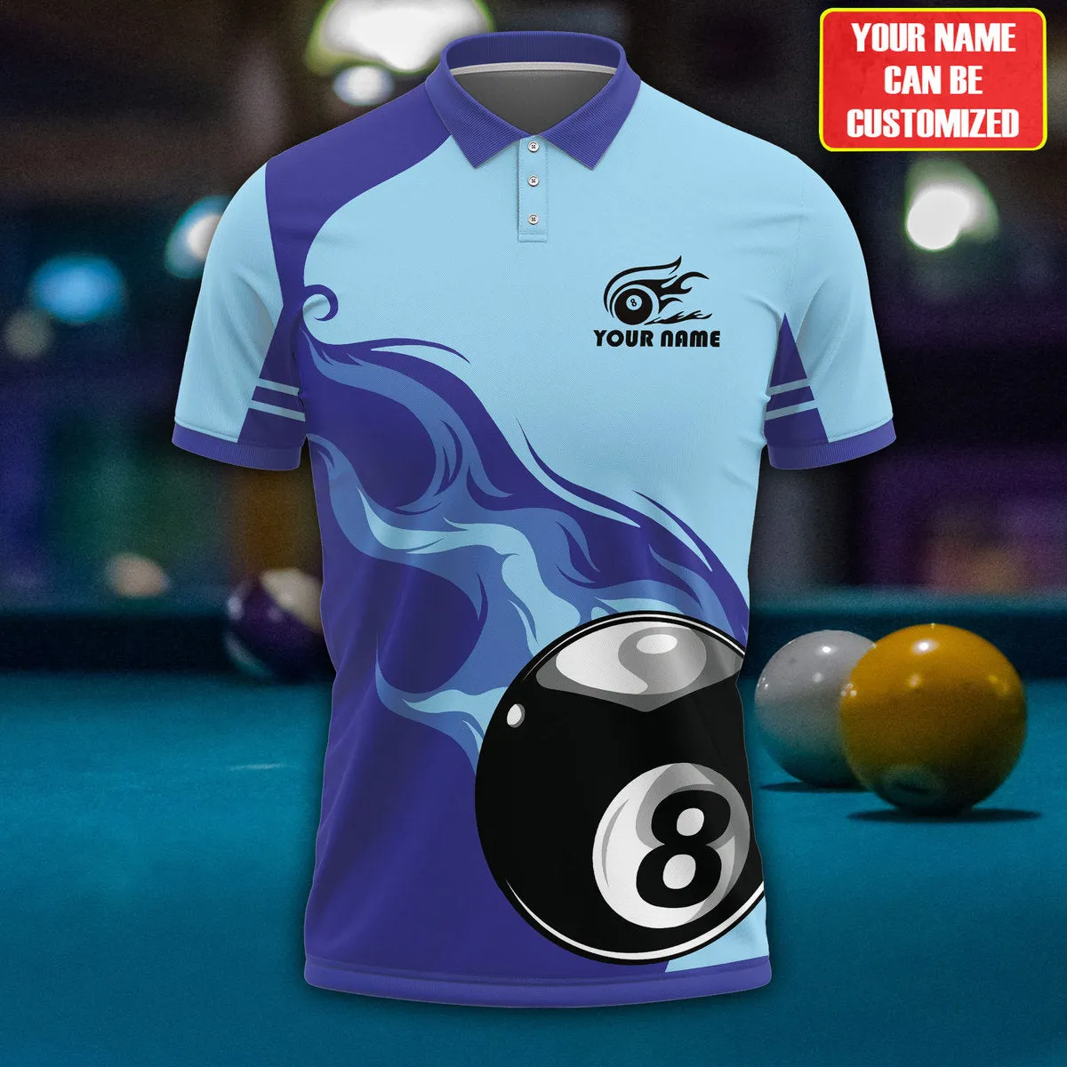 Personalized Name Billiard All Over Printed Unisex Polo Shirt, Unique Billiards Shirt for Men