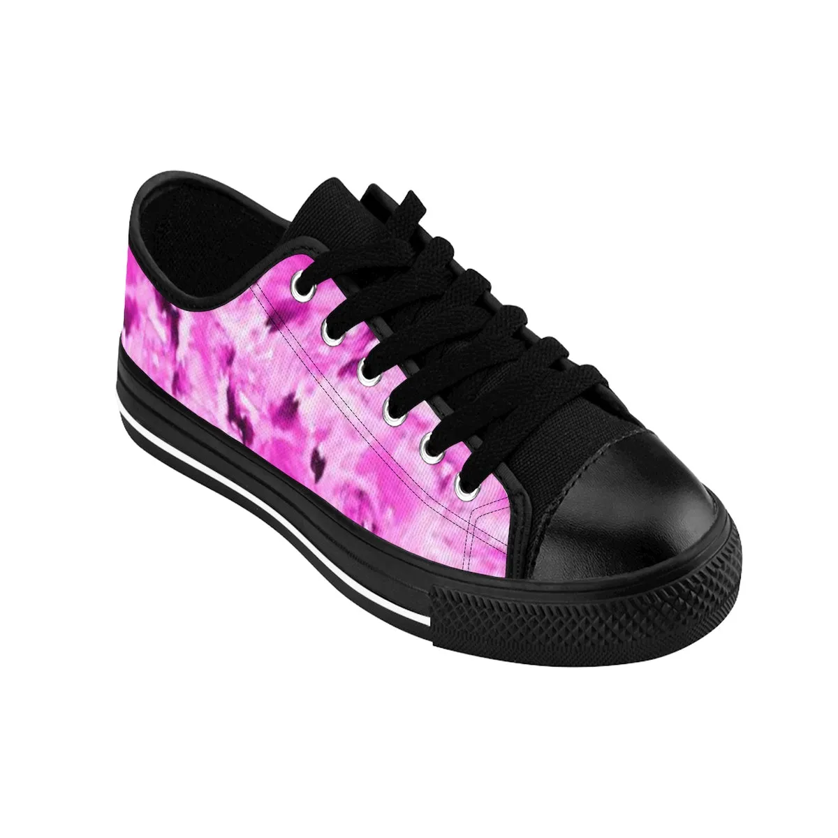 Pink Rose Floral Sneakers, Flower Print Designer Low Top Women's Tennis Shoes (US Size 6-12)