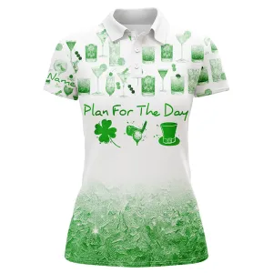 Plan For The Day St Patrick Day Watercolor Green Golf Polo Shirts Funny Golf Shirts For Women