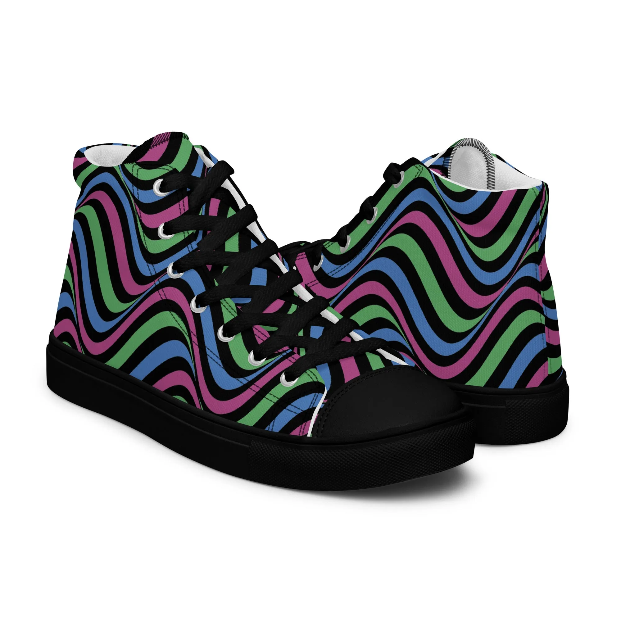 Polysexual Poly Pride Wavey Men’s High Top Canvas Athletic Shoes