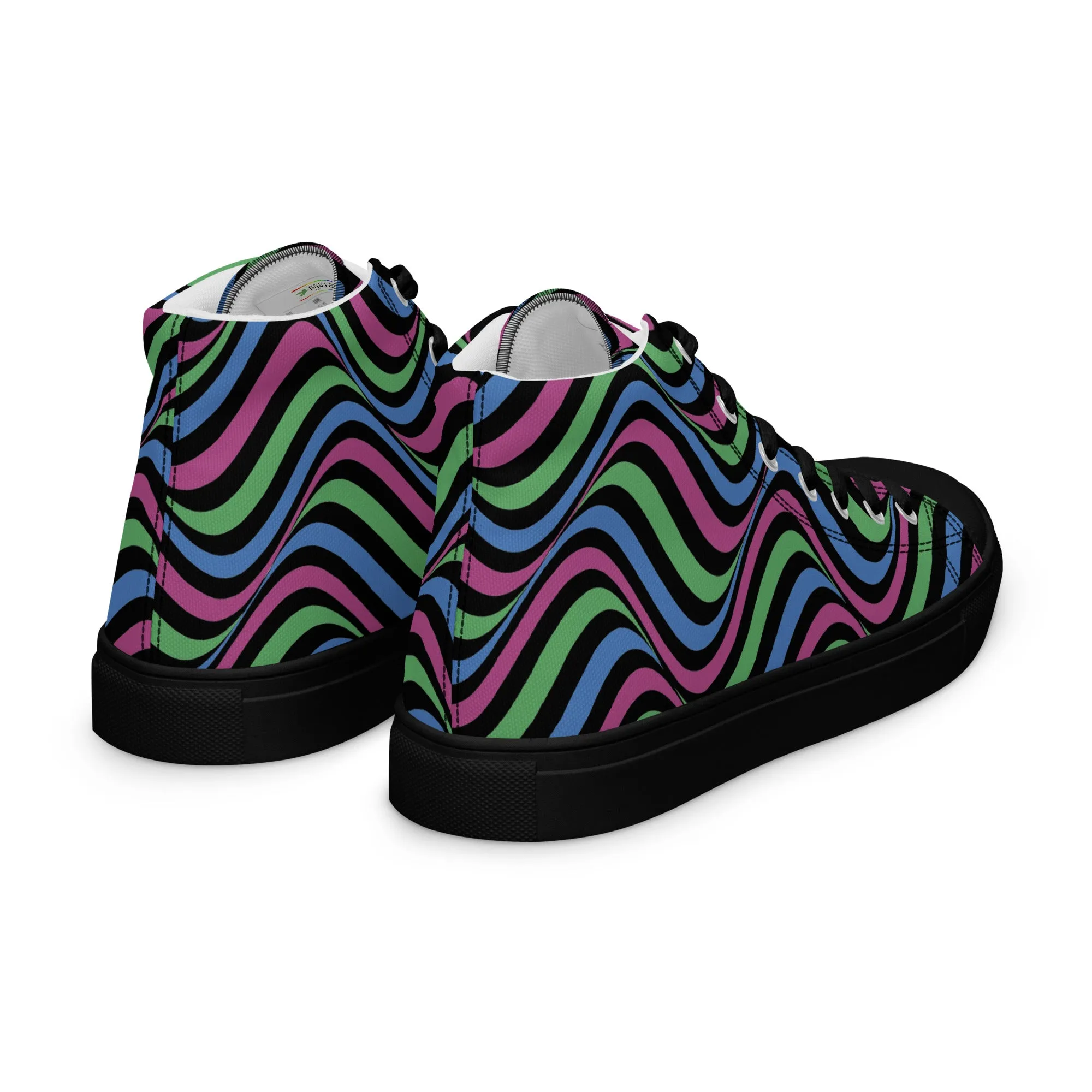 Polysexual Poly Pride Wavey Men’s High Top Canvas Athletic Shoes