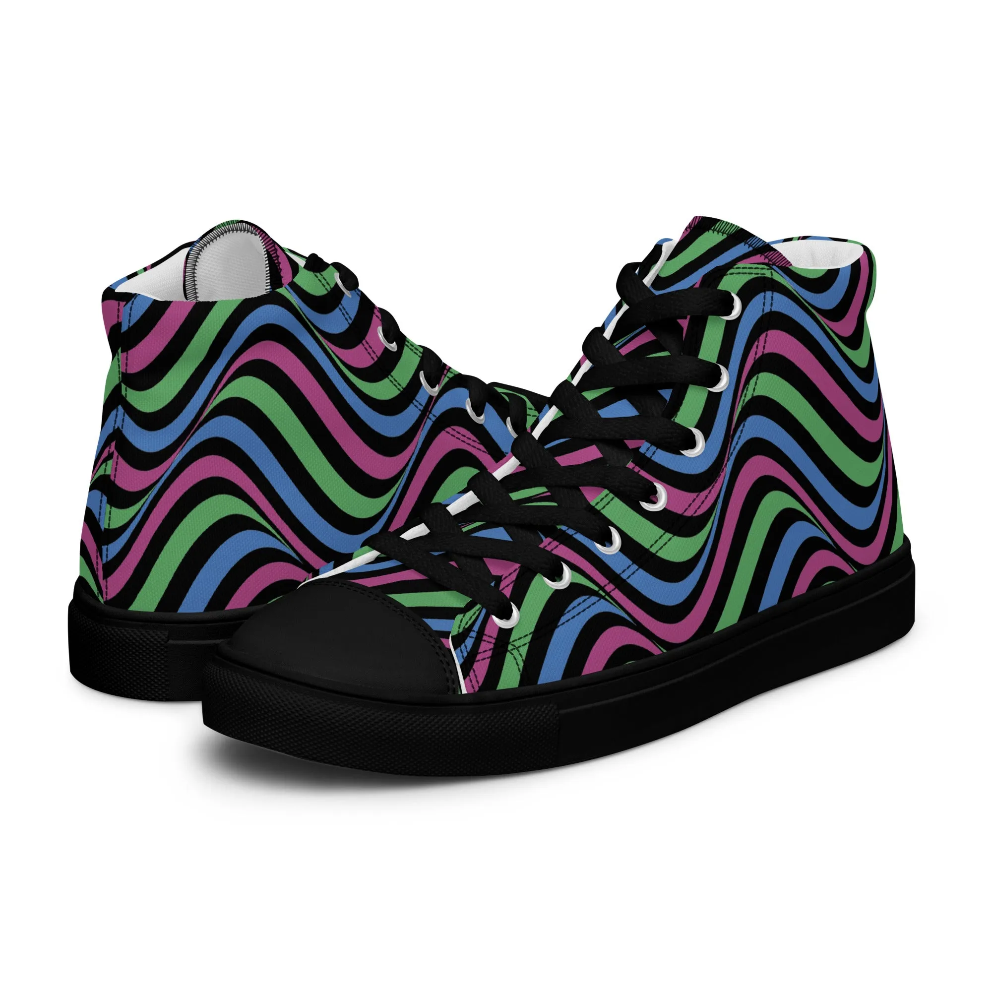 Polysexual Poly Pride Wavey Men’s High Top Canvas Athletic Shoes