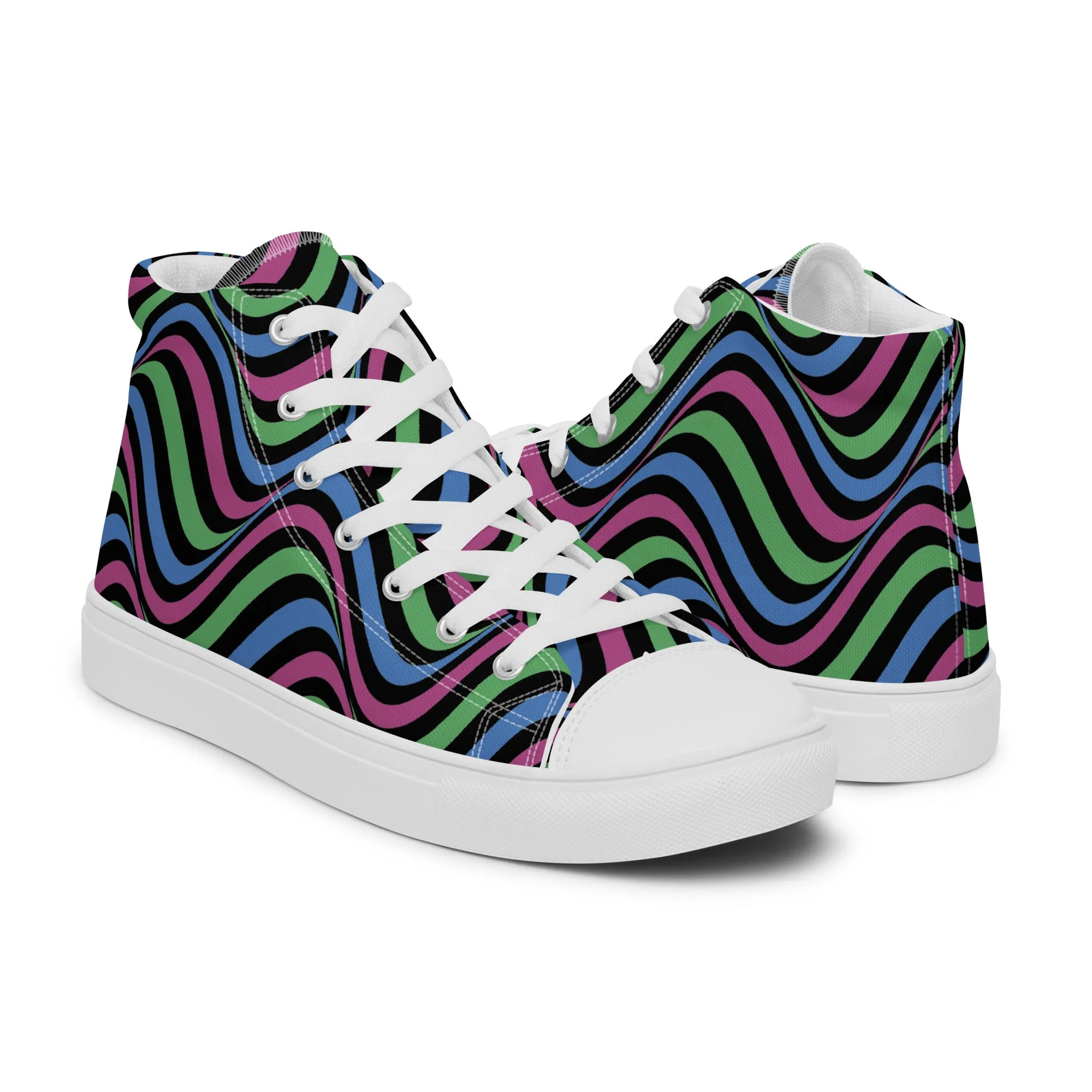 Polysexual Poly Pride Wavey Men’s High Top Canvas Athletic Shoes