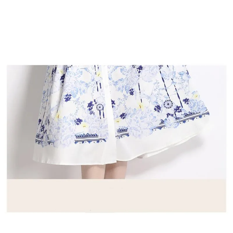 Print Full Skirt Style Collar Exquisite Vacation Beach Dress