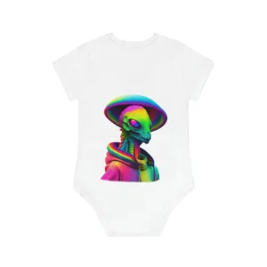 ,,PROUD ALIEN" Baby Organic Short Sleeve Bodysuit