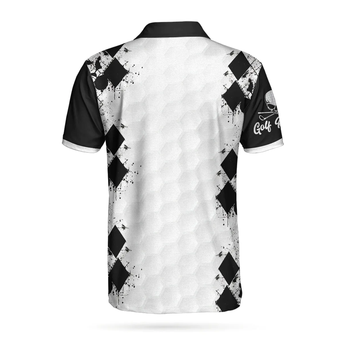 Skull Golf Reaper Polo Shirt, Black And White Argyle Pattern Polo Shirt, Best Golf Shirt For Men Coolspod