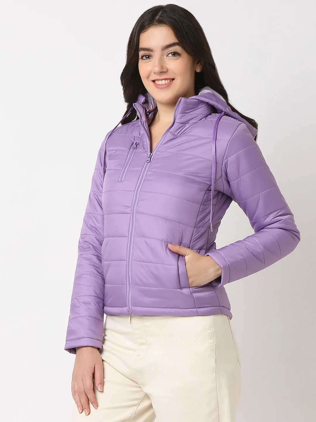 Spykar High Neck Full Sleeves Jacket for Women