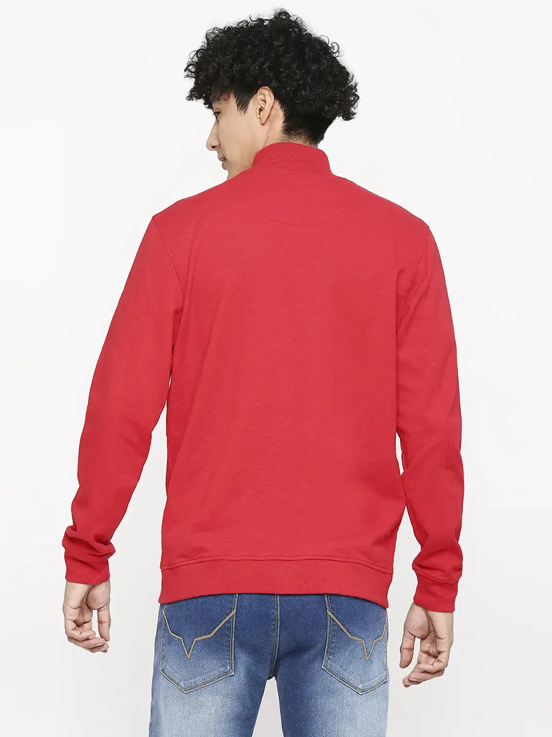 Spykar Men Red Cotton T-Shirts