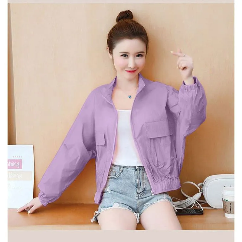 UV-Protective Cropped Thin Breathable Windbreaker