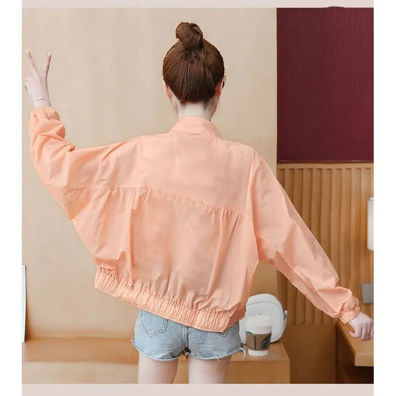 UV-Protective Cropped Thin Breathable Windbreaker