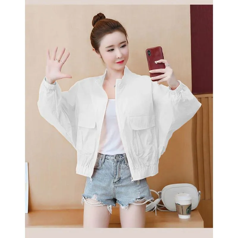 UV-Protective Cropped Thin Breathable Windbreaker