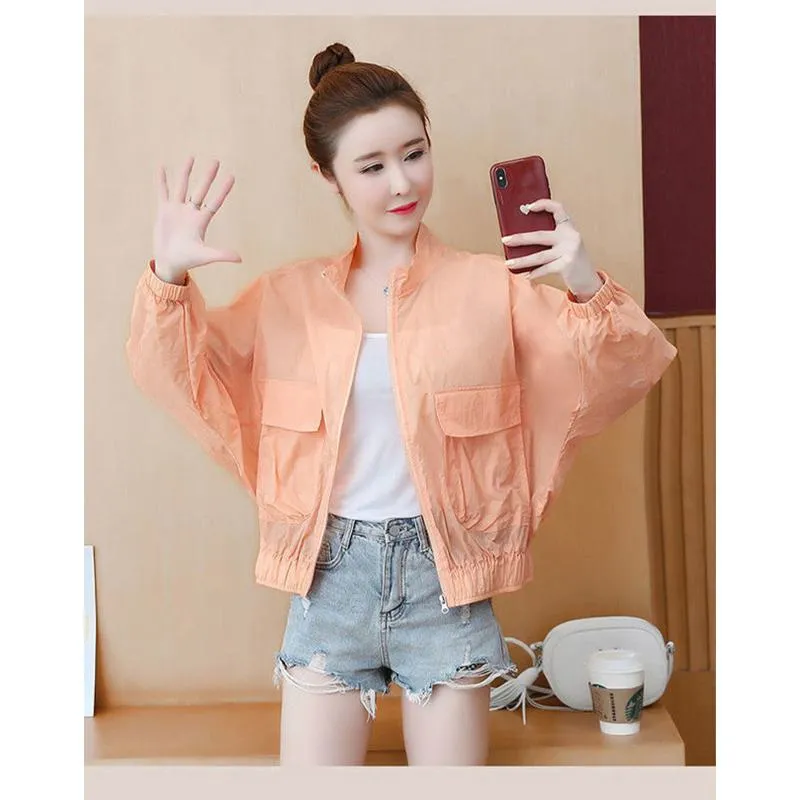 UV-Protective Cropped Thin Breathable Windbreaker