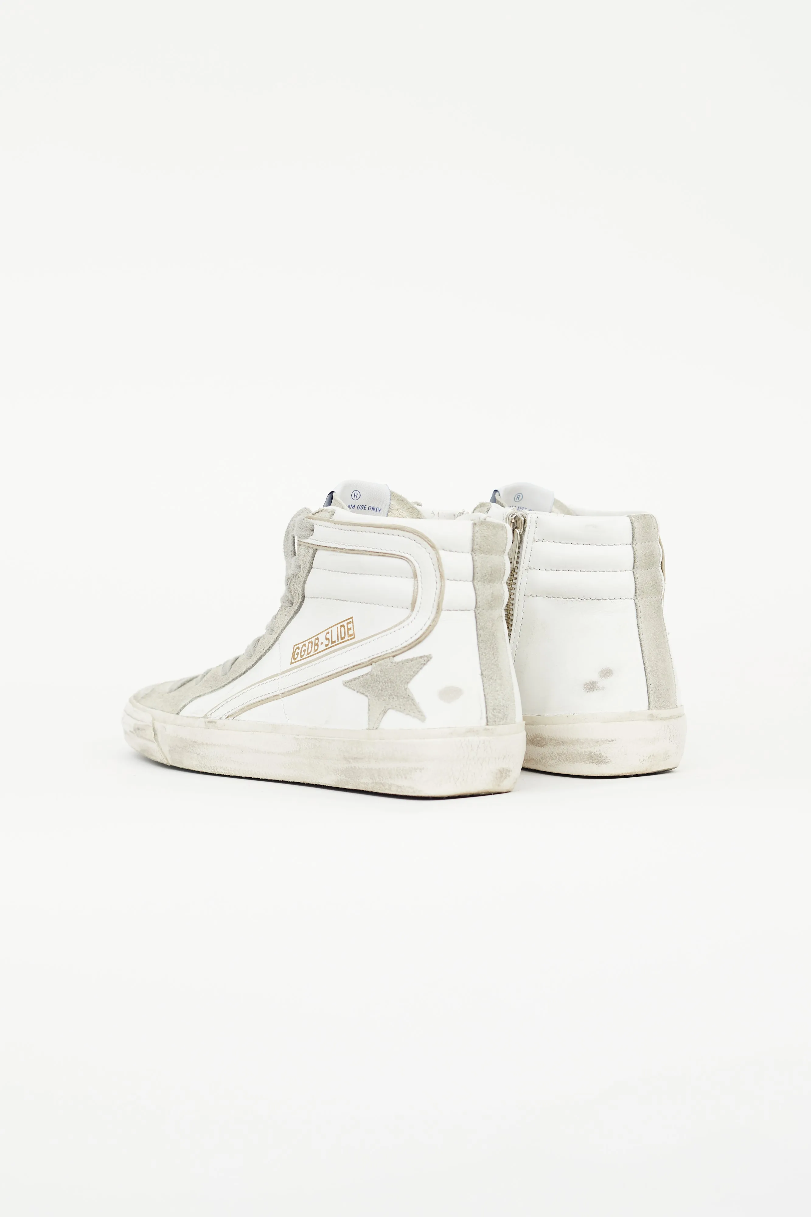 White & Grey Slide High Top Sneaker