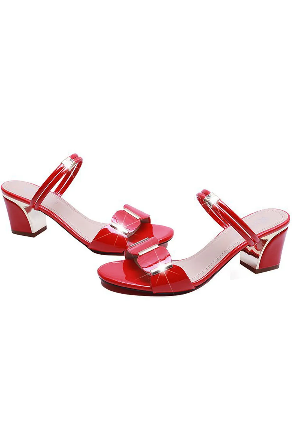 Women Elegant Styled Solid Colored Thick Heel Beautiful Soft Sandals - WSHP105251