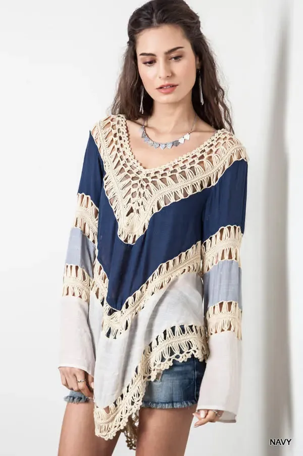 Women's Long Sleeve Bohemian Beach Loose Blouse Swimsuit Cover Up Female Top