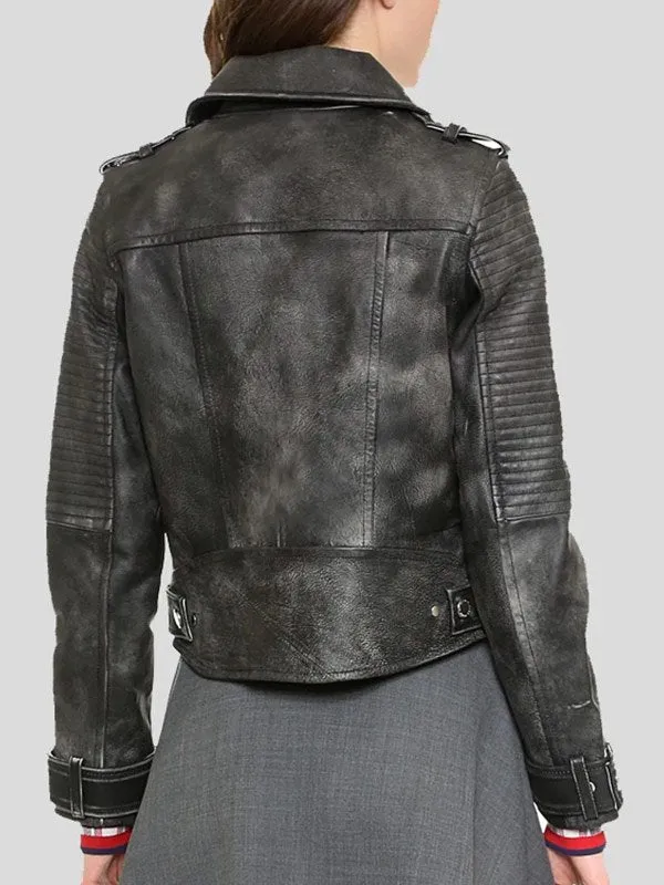 Women's Quilted Black Vantage Leather Jacket