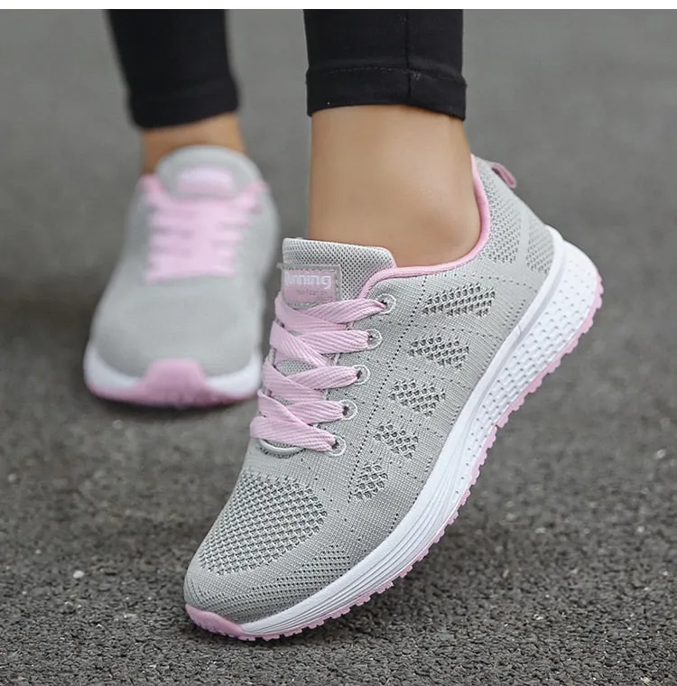 Women's Sneakers New Fashion Comfortable Sneakers Women Mesh Fabric Lace Up Female Footwear Women Shoes - WSA50006