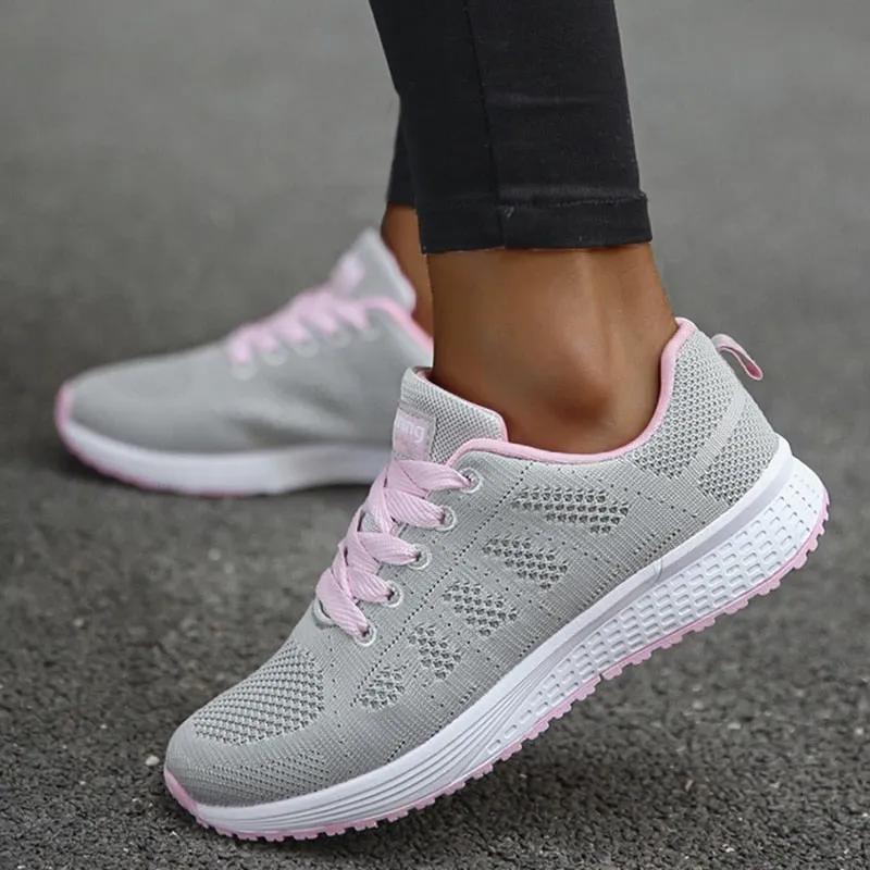 Women's Sneakers New Fashion Comfortable Sneakers Women Mesh Fabric Lace Up Female Footwear Women Shoes - WSA50006