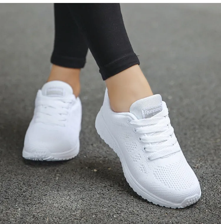 Women's Sneakers New Fashion Comfortable Sneakers Women Mesh Fabric Lace Up Female Footwear Women Shoes - WSA50006