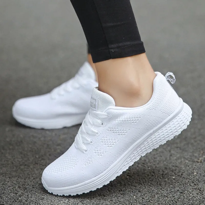 Women's Sneakers New Fashion Comfortable Sneakers Women Mesh Fabric Lace Up Female Footwear Women Shoes - WSA50006