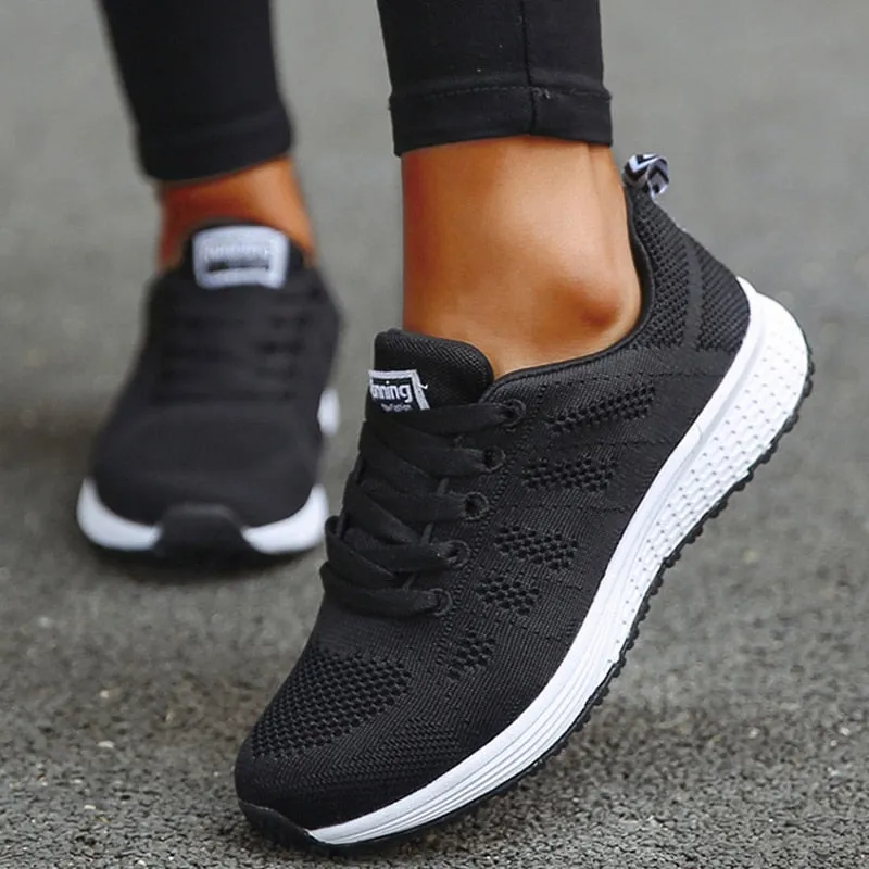 Women's Sneakers New Fashion Comfortable Sneakers Women Mesh Fabric Lace Up Female Footwear Women Shoes - WSA50006