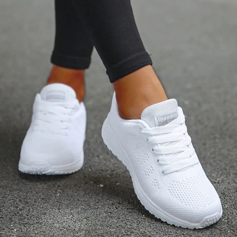 Women's Sneakers New Fashion Comfortable Sneakers Women Mesh Fabric Lace Up Female Footwear Women Shoes - WSA50006