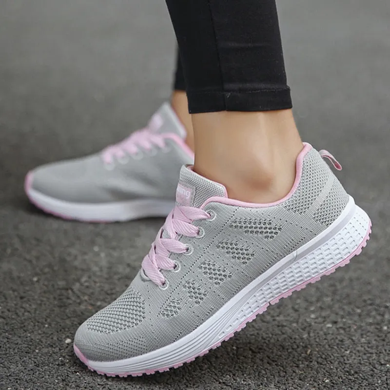 Women's Sneakers New Fashion Comfortable Sneakers Women Mesh Fabric Lace Up Female Footwear Women Shoes - WSA50006