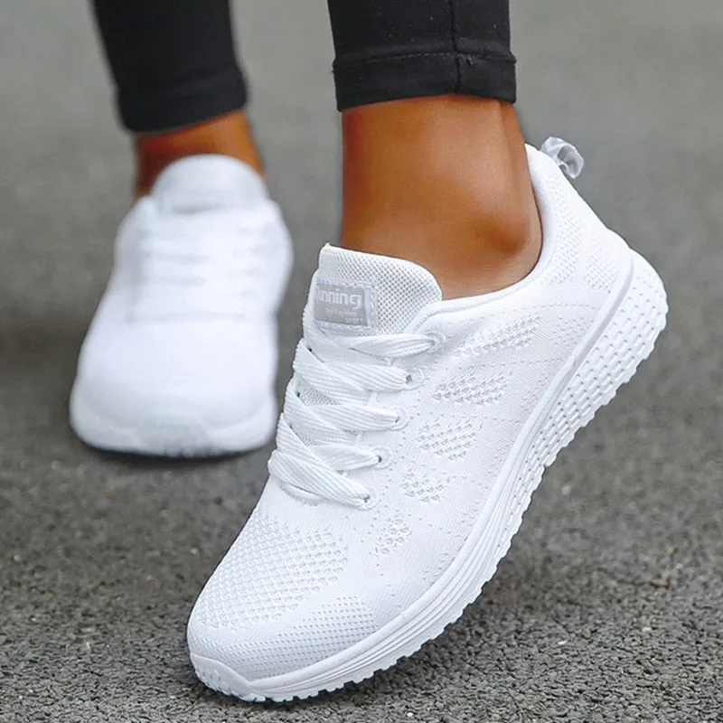 Women's Sneakers New Fashion Comfortable Sneakers Women Mesh Fabric Lace Up Female Footwear Women Shoes - WSA50006